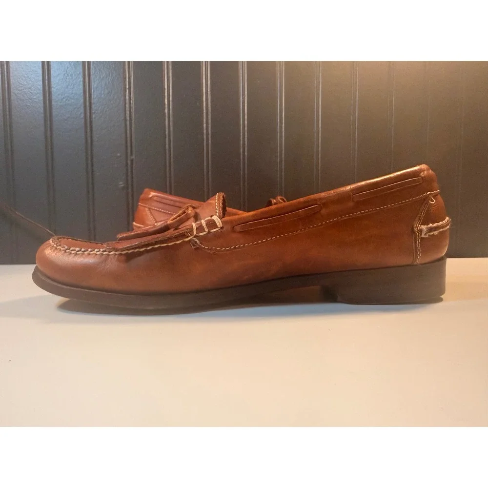 Cole Haan Mens 10.5 D Tan Leather Kiltie Tassel Loafers 3133 Made in Brazil